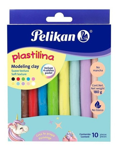 Plastilina Pelikan Pastel Modeling Clay X 10 