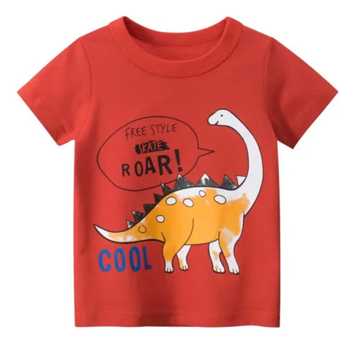 Playera Para Niño Dinosaurio Camiseta Dino Rojo