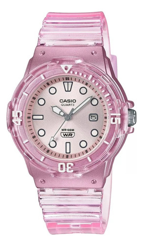 Reloj Casio Análogo Para Dama Retro Lrw-200hs Correa Rosa Bisel Rosa Fondo Rosa