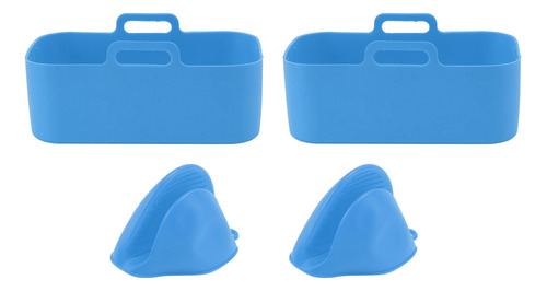 Juego De 2 Ollas De Silicona Blue Fryer Liners, Rectangulare