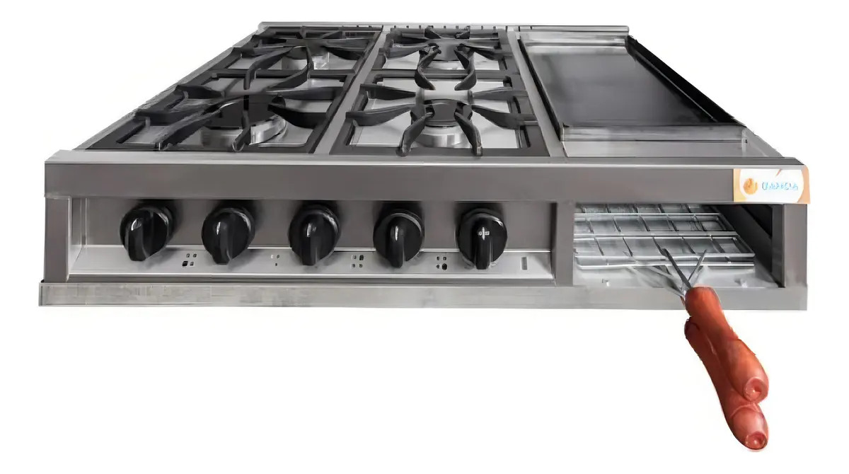 Anafe Multiple 4 Hornallas Con Plancha Carlitera Danda Sin Base Acero Inoxidable 507a