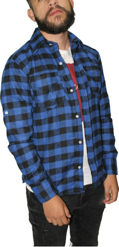 Camisa Leñadora Slim Fit Cuadros Blanca Negra Roja Azul