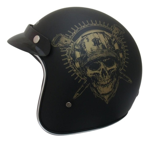 Casco Moto Certificado Abierto Ghb 181 Skull Negro Matte