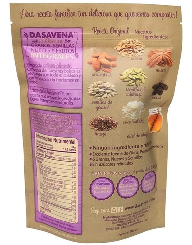 Granola Gourmet Artesanal Dasavena 1kg 100% Natural Y Rica