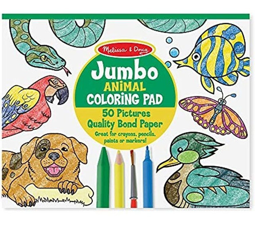 Melissa &amp; Doug Jumbo Coloring Pad, Animales, Multicolor