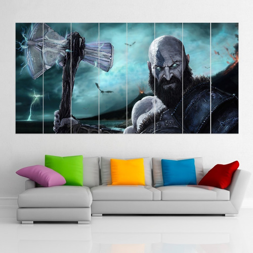 Cuadro Poliptico Kratos God Of War Xxl Art 192x100cm