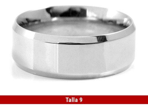 Imagen 2 de 10 de Anillos Hombre Mujer Acero Biselado Color Plata