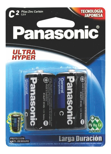 Paquete De 2 Pilas Panasonic C Carbon Zinc 1.5 V Cpanasonic