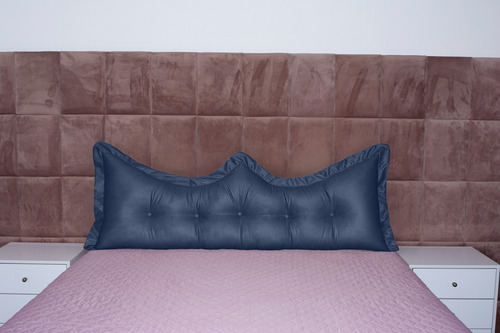 Almofada Encosto Coroa Queen 160 Cm Azul-marinho Lisa