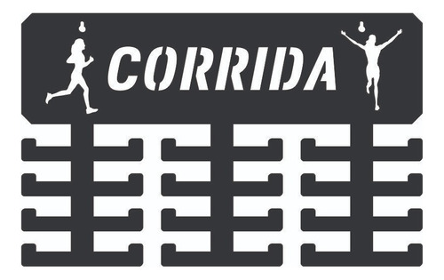 Expositor Medalhas Corrida Runner Feminino 24 Suportes Cor Preto