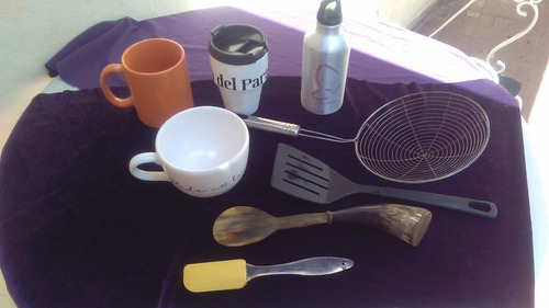 Lote Bazar Taza Termica Cantimplora Cuchara Espatula Cocina (Usado)