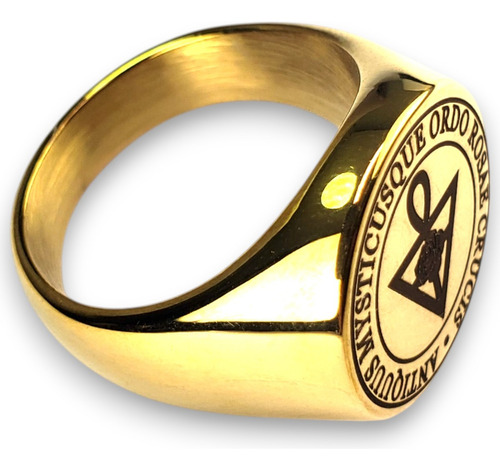Anillo Orden De La Rosa-cruz Amorc Acero Inoxidable A917 Dorado 11