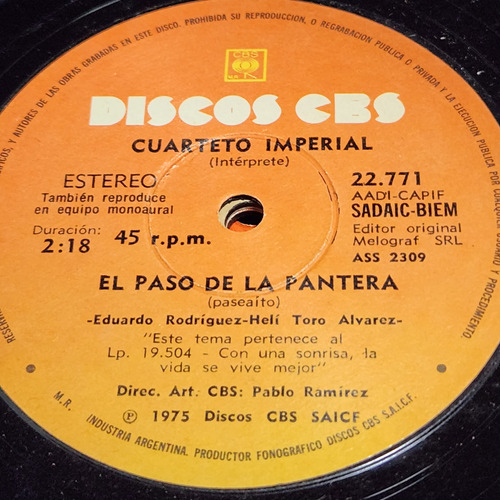 Simple Cuarteto Imperial 22771 Discos Cbs C4