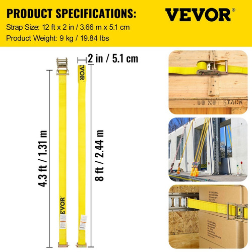 Correas De Amarre De Camion Cabrestante Cincho 10 Pz / 3.8 M