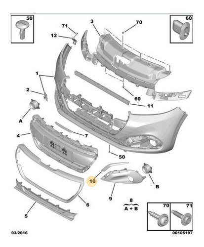 Embellecedor Faro Auxiliar Izquierdo Peugeot 208