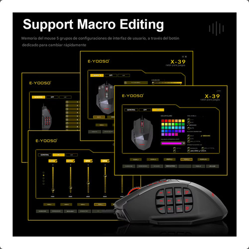 Mouse Gamer Moba 18 Botones Configurable Macros 16400 Dpi 5