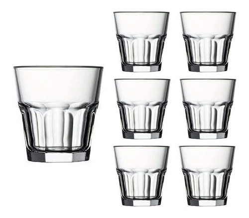 Vaso Whisky De Vidrio Tragos Facetado 201ml Casa Blanca X12