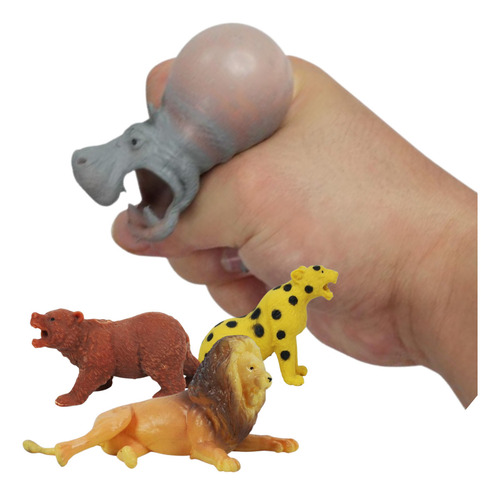 Kit 2 Bolas De Apertar Squish Animais Flofy Fofo Antistres Cor Sortidos