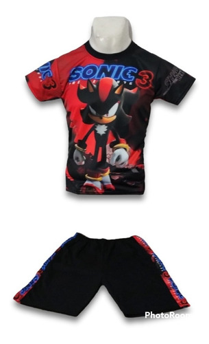 Playera Y Short Sonic, Conjunto Infantil Sublimado