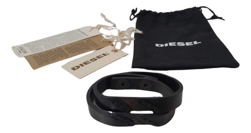 Muñequera Diesel De Cuero Autentico Double Twist, Brazalete 