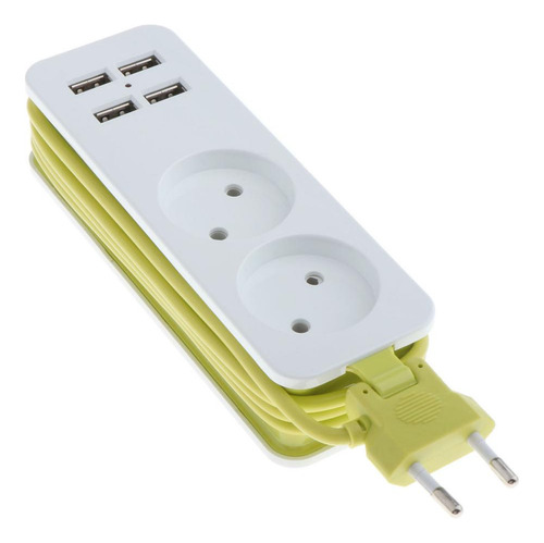 Eu Plug Extension Soquete Tomada Hub Strip 6 Portas Com 4