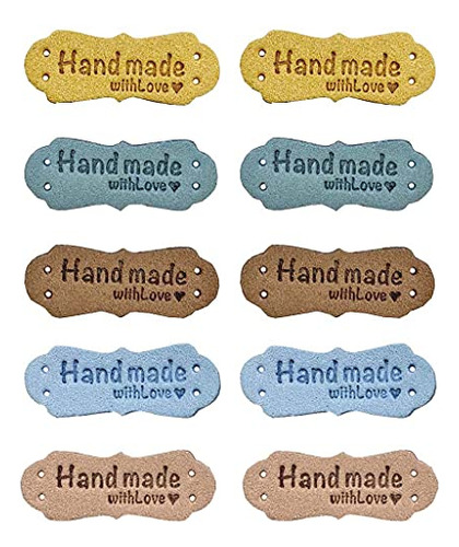 50pcs Pu Leather Label Clothing Hand Made Embossed Tag ...