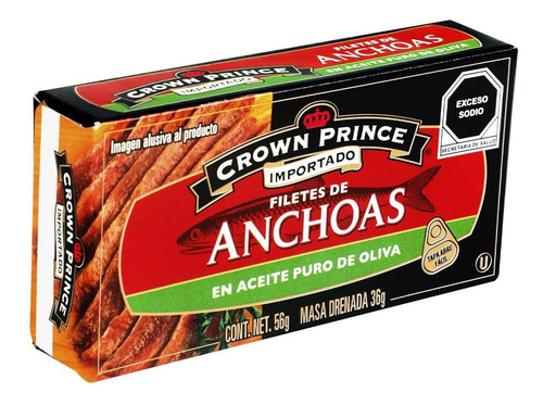 Filete De Anchoas Crown Prince En Aceite De Oliva 56 Gr