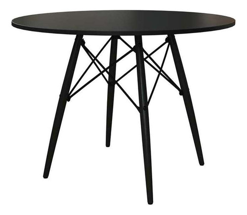 Mesa De Jantar Redonda Eiffel Wood Preta 90 Cm Cor Preto