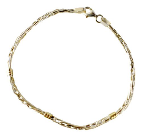 Imagen 2 de 7 de Pulsera Espiga N° 2 Plata 925 Oro 18k Bebes Niños Garantía