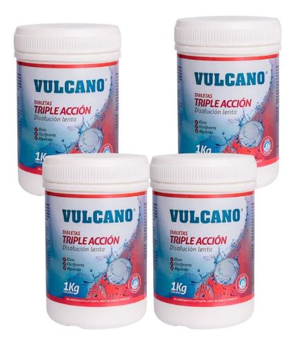 Cloro Para Piscina Tableta Triple Accion 1 Kg (4 Un) Vulcano