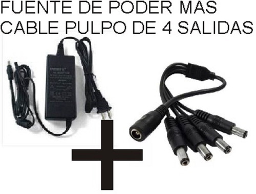 Fuente Poder 12v 3a Camaras Cctv Pulpo 4 Salidas Envio Grats