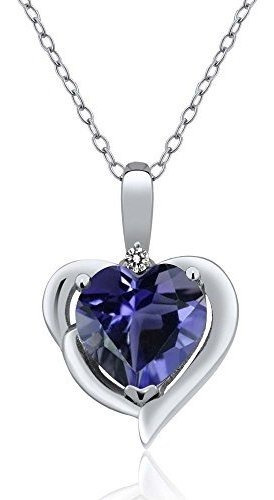 Collar - 1.27 Ct Heart Shape Blue Iolite White Diamond 925 S