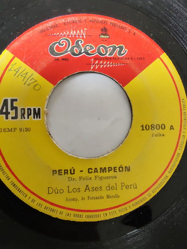 Vinilo Single De  Peru Campeon - Peru Bolivia 3-0 ( P74