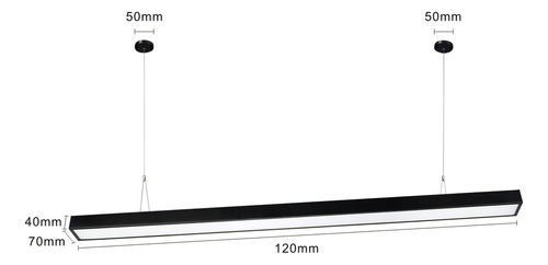 Luminária Pendente Retangular Perfil Led 24w Biv 1,20 Metro Cor Preto Luz Neutra (4000k) 110v/220v