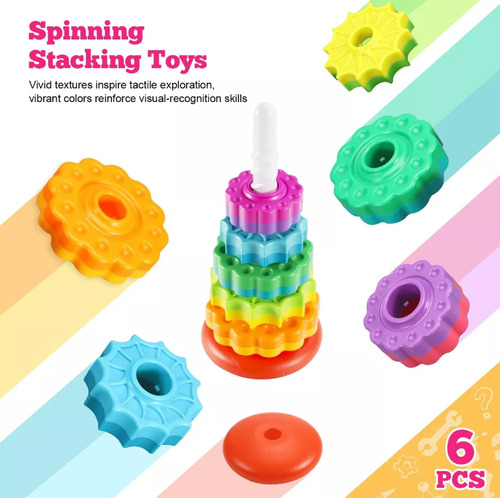 Juguetes Giratorios Apilables Torre Rainbow Juego Montessori