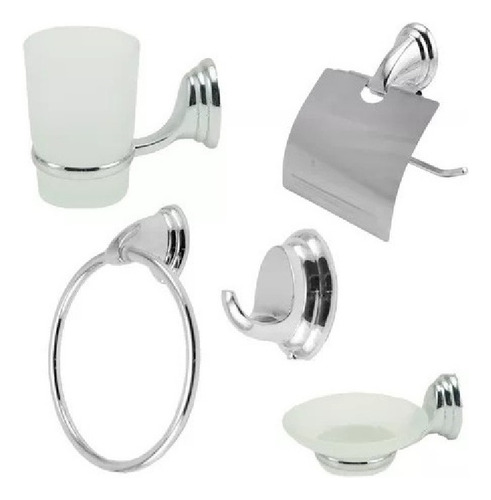 Kit Accesorios Baño Set Etna Metálicos 5 Piezas Toallero