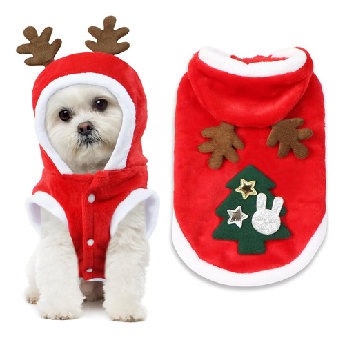 Traje De Navidad Para Perro, Chaleco De Navidad Con Capucha