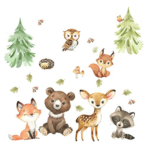 Adhesivos Pared Infantil Bosque Animales Deco Guardería