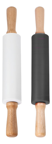Palote De Amasar Silicona Y Madera 38 Cm Selecta Soft Blanco