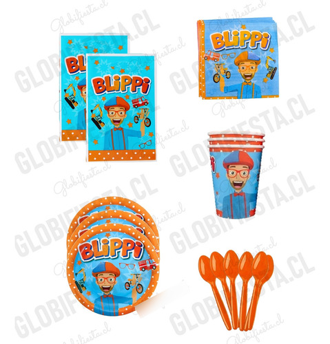 Pack Full Cumpleaños Globos Blippi Cotillon X10