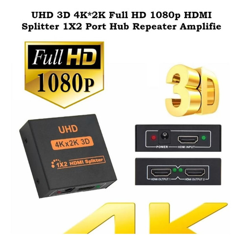 Imagem 3 de 4 de Splitter Distribuidor Divisor Hdmi 1x2 Versão 1.4 4k 1080ip