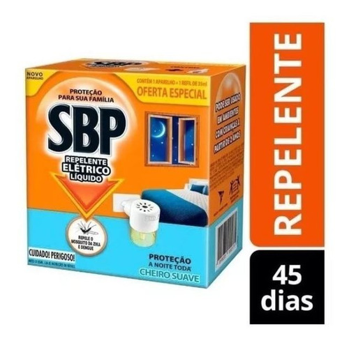 Repelente Elétrico Líq Sbp 45 Noites Apar+1 Refil Suave Full