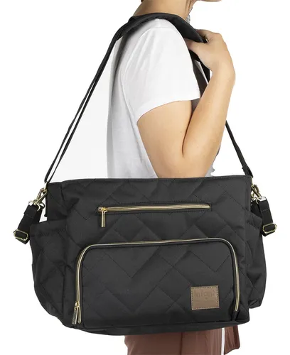 Bolso Maternal Pañalera Infanti Motto Gold Negro / Pimpo