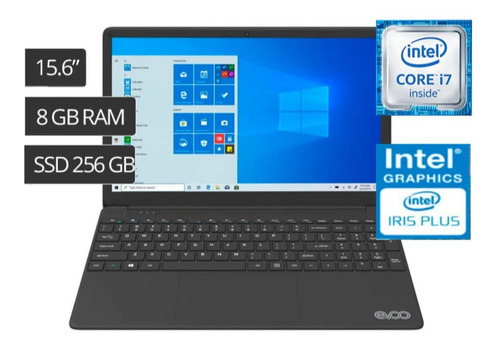 Laptop Notebook Evoo 15.6 Core I7 8gb 256gb Ssd W10h St
