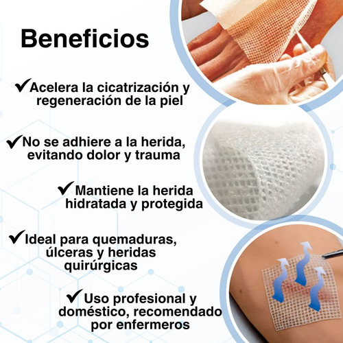 Gasa Parafinada Apósito Parche 10x10 Cm Estéril Heridas Caja