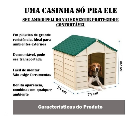 Imagem 2 de 5 de Casa Casinha Pet Small Dog Kennel 71 X 71 X 68cm Desmontável