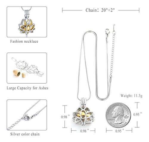 Collar Con Dije De Urna De Loto Con Mini Urna Para Cenizas -