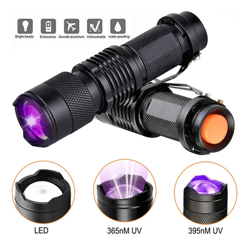 Lámpara Led Uv Ultravioleta 395nm Linterna Táctica Billetes