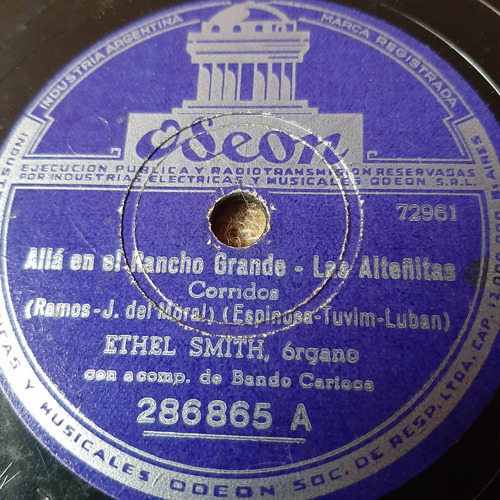 Pasta Ethel Smith Organo Banda Carioca Odeon C186