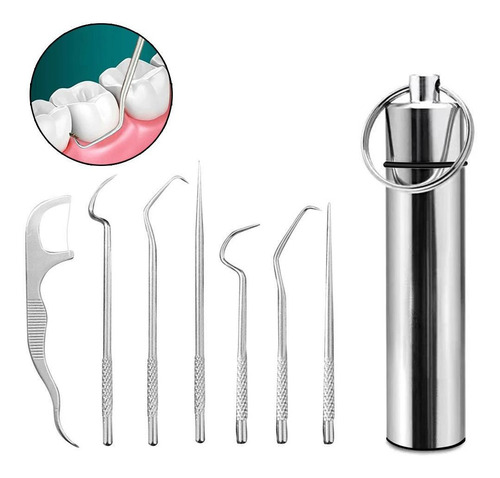 Conjunto De Fio Dental De Limpeza Oral Reutilizável De Aço I